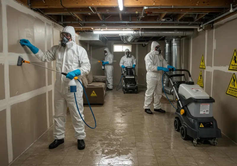 Basement Moisture Removal and Structural Drying process in Ola, AR